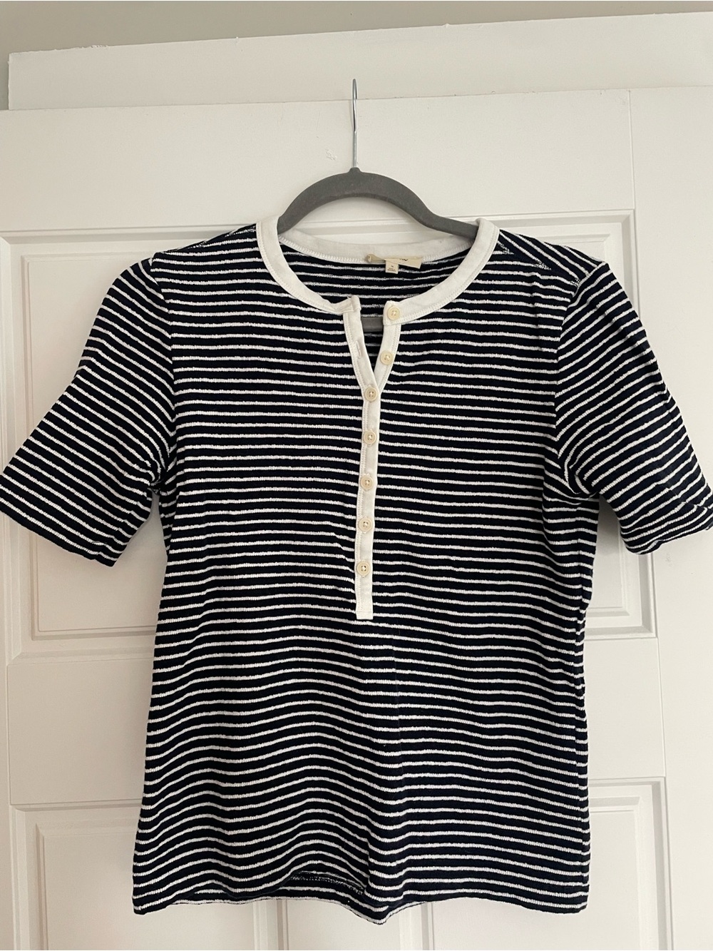 Madewell Striped Short-Sleeve Top in Navy and White
